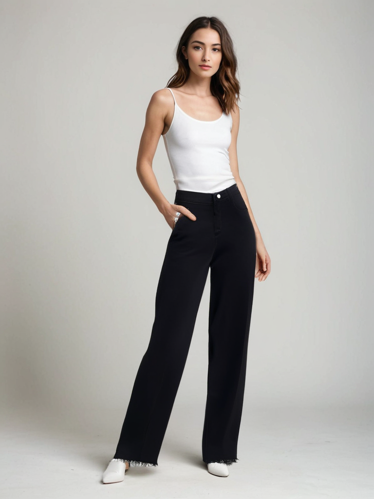 Nordstrom™ | Elegant Svart Jeans med Rå Finish